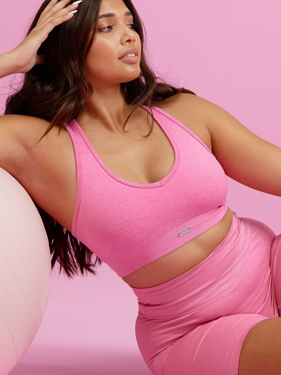 Focus Seamless Sports Bra - Hot Pink Marl Clothing Ryderwear 