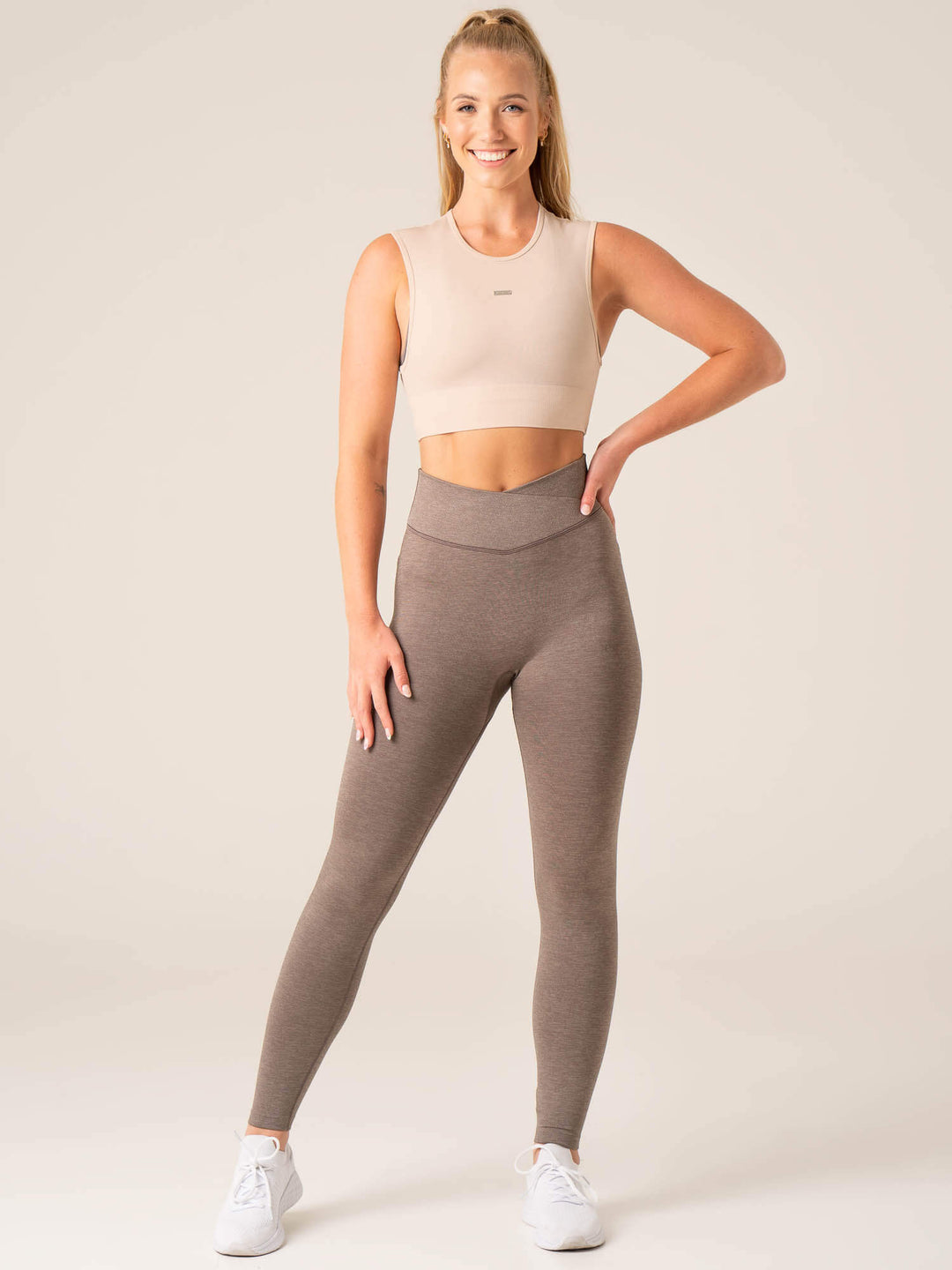 Focus Seamless Tank - Chalk Marl Clothing Ryderwear 