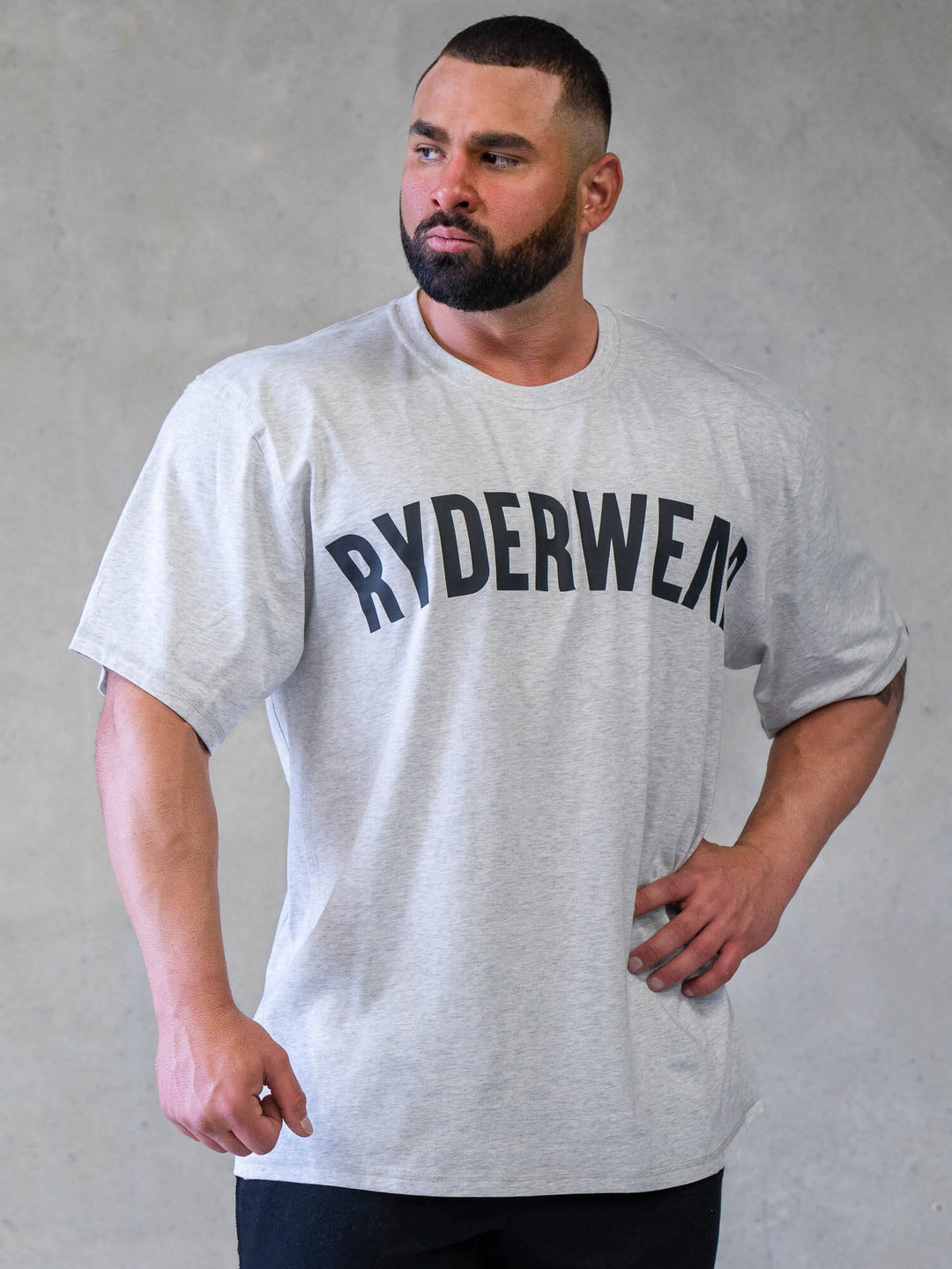 Force Oversized T-Shirt - Chalk Grey Marl Clothing Ryderwear 