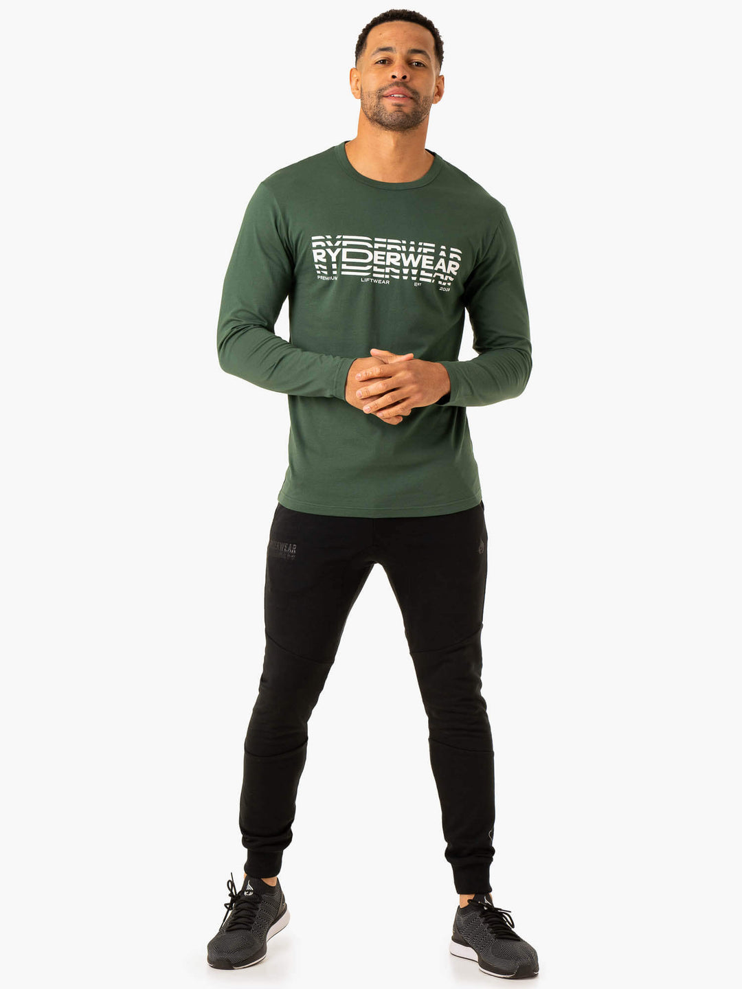 Graphic Long Sleeve T-Shirt - Dark Green Clothing Ryderwear 