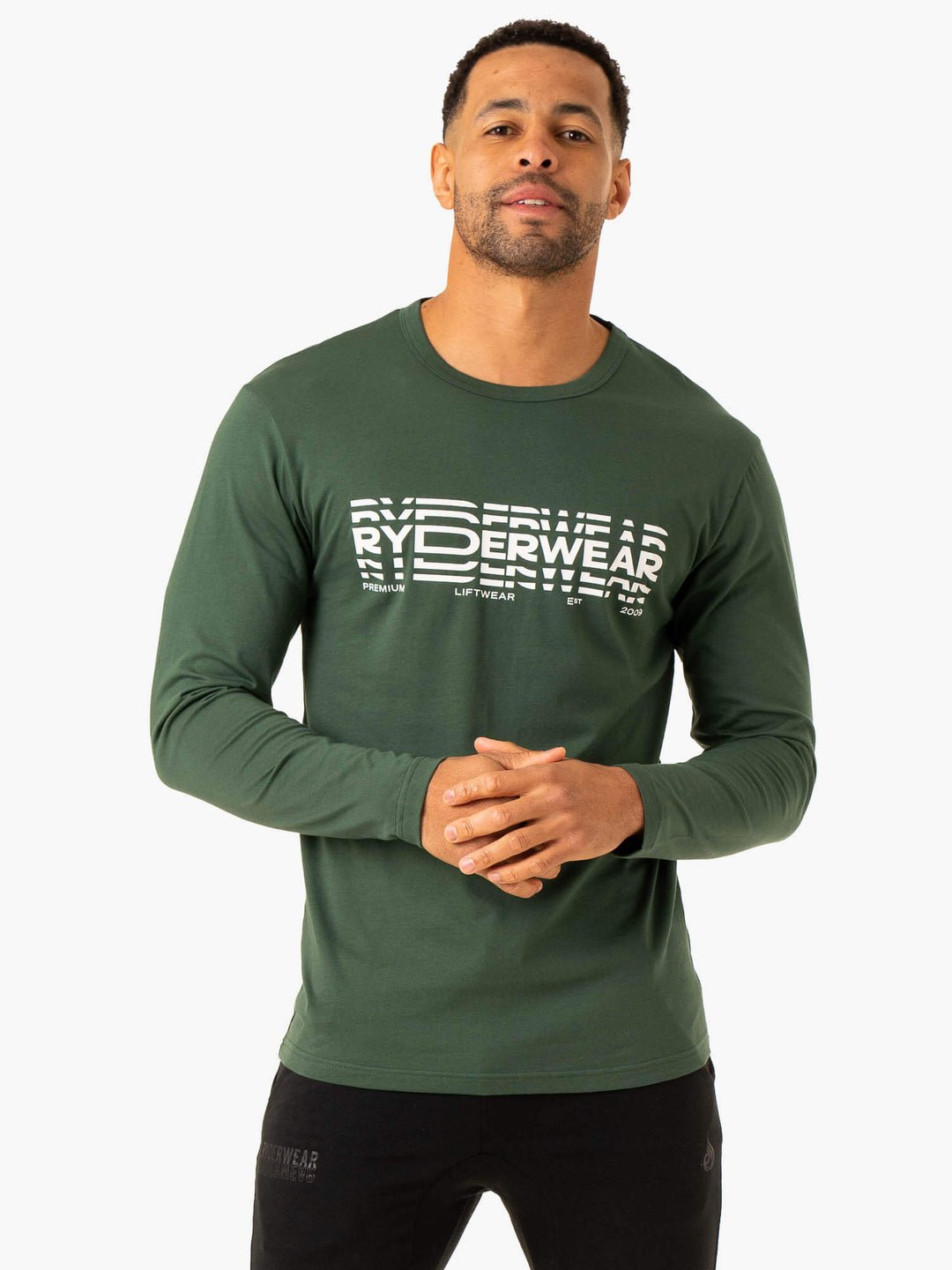 Graphic Long Sleeve T-Shirt - Dark Green Clothing Ryderwear 