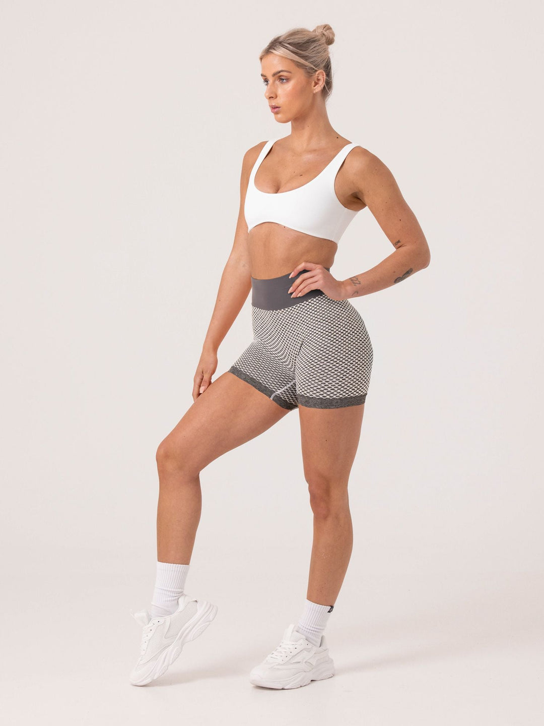 Honeycomb Scrunch Seamless Shorts - Grey Marl Clothing Ryderwear 