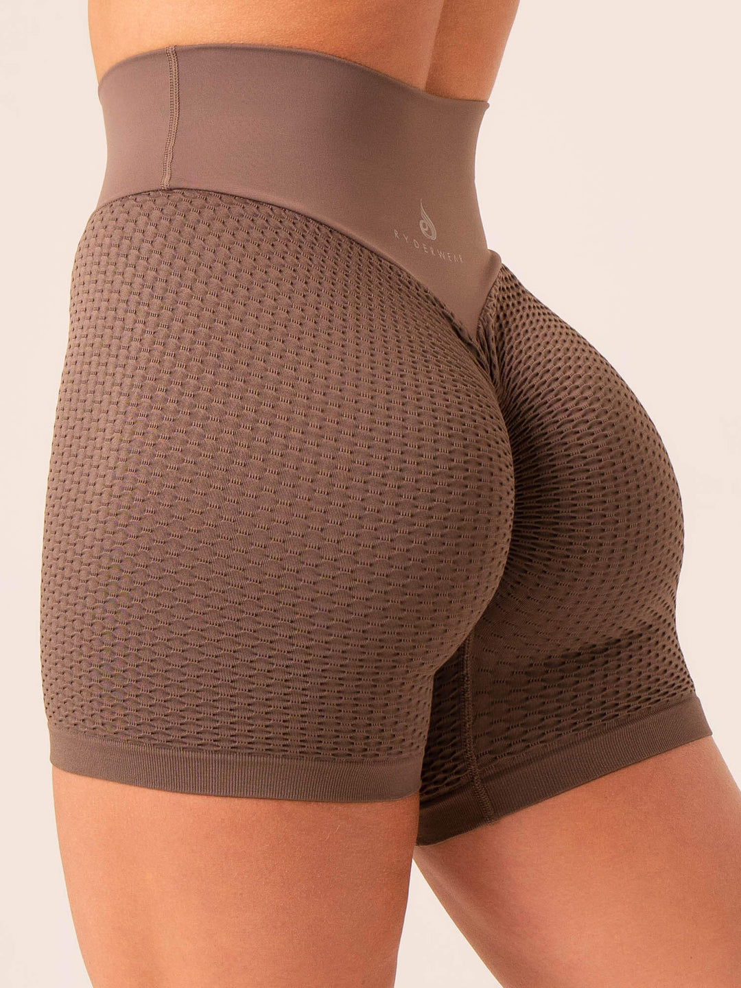 Honeycomb Scrunch Seamless Shorts - Taupe Clothing Ryderwear 