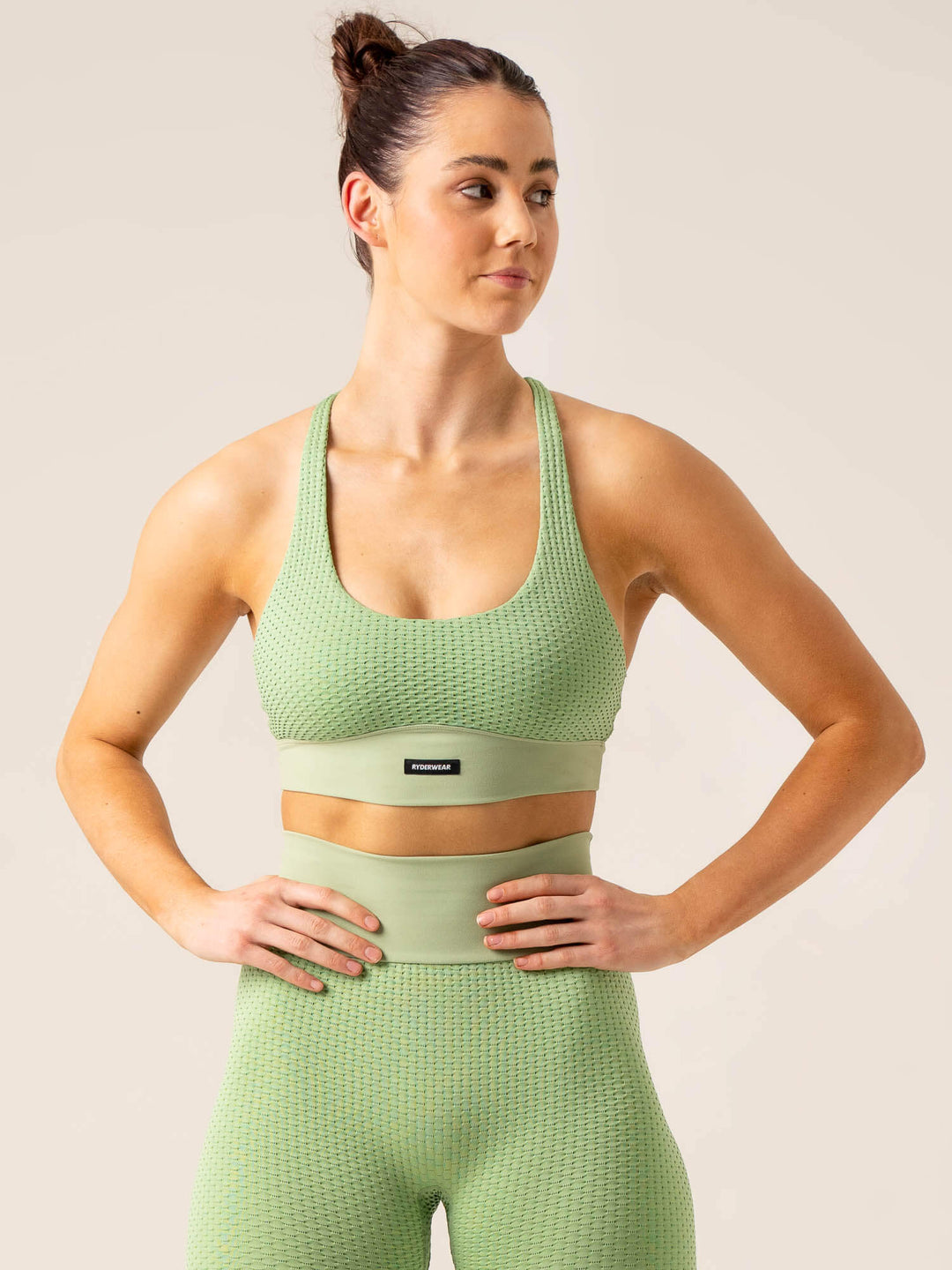 Honeycomb Seamless Sports Bra - Sage Clothing Ryderwear 
