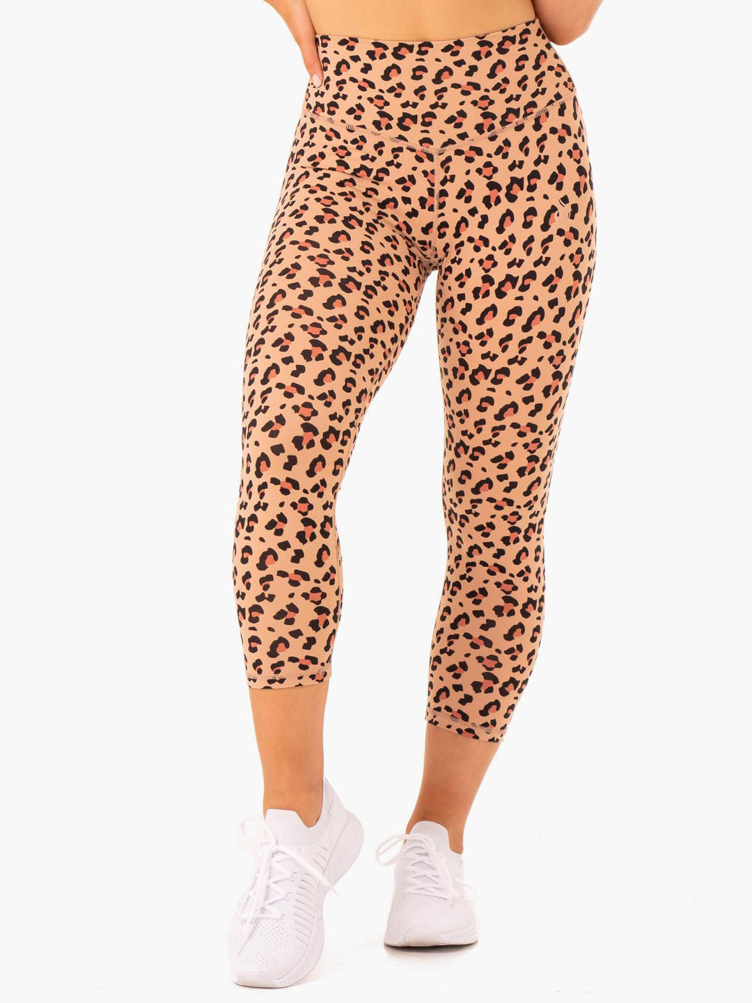 Hybrid 7/8 Leggings - Tan Leopard Clothing Ryderwear 