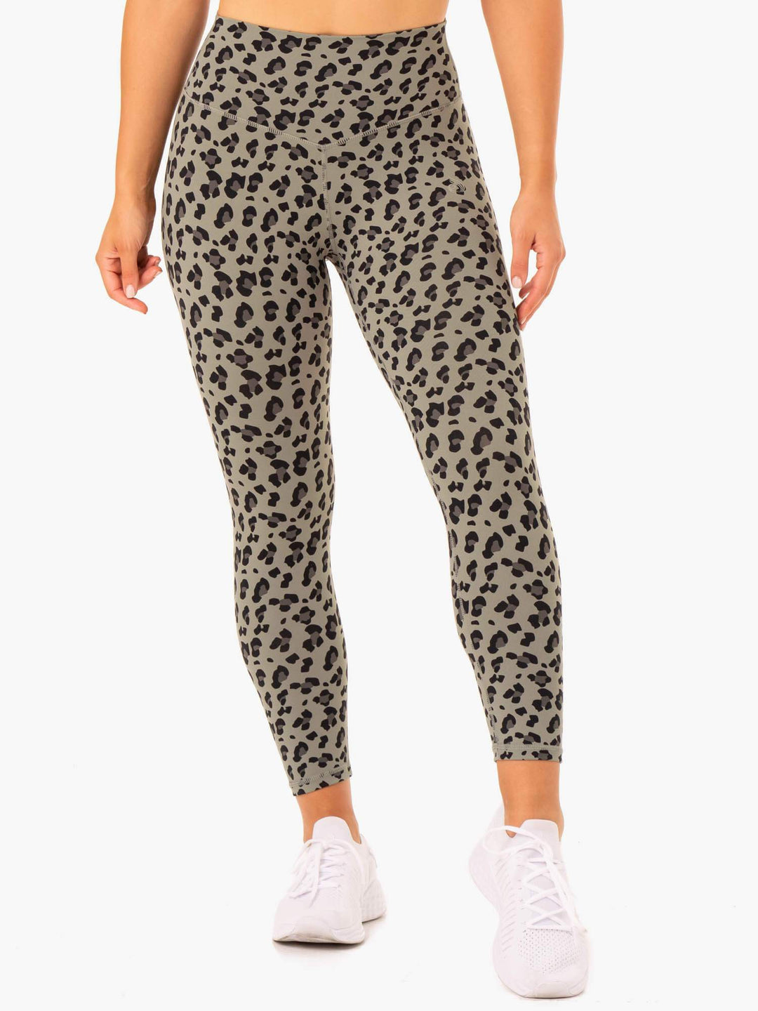 Hybrid Full Length Gym Leggings - Khaki Leopard Clothing Ryderwear 