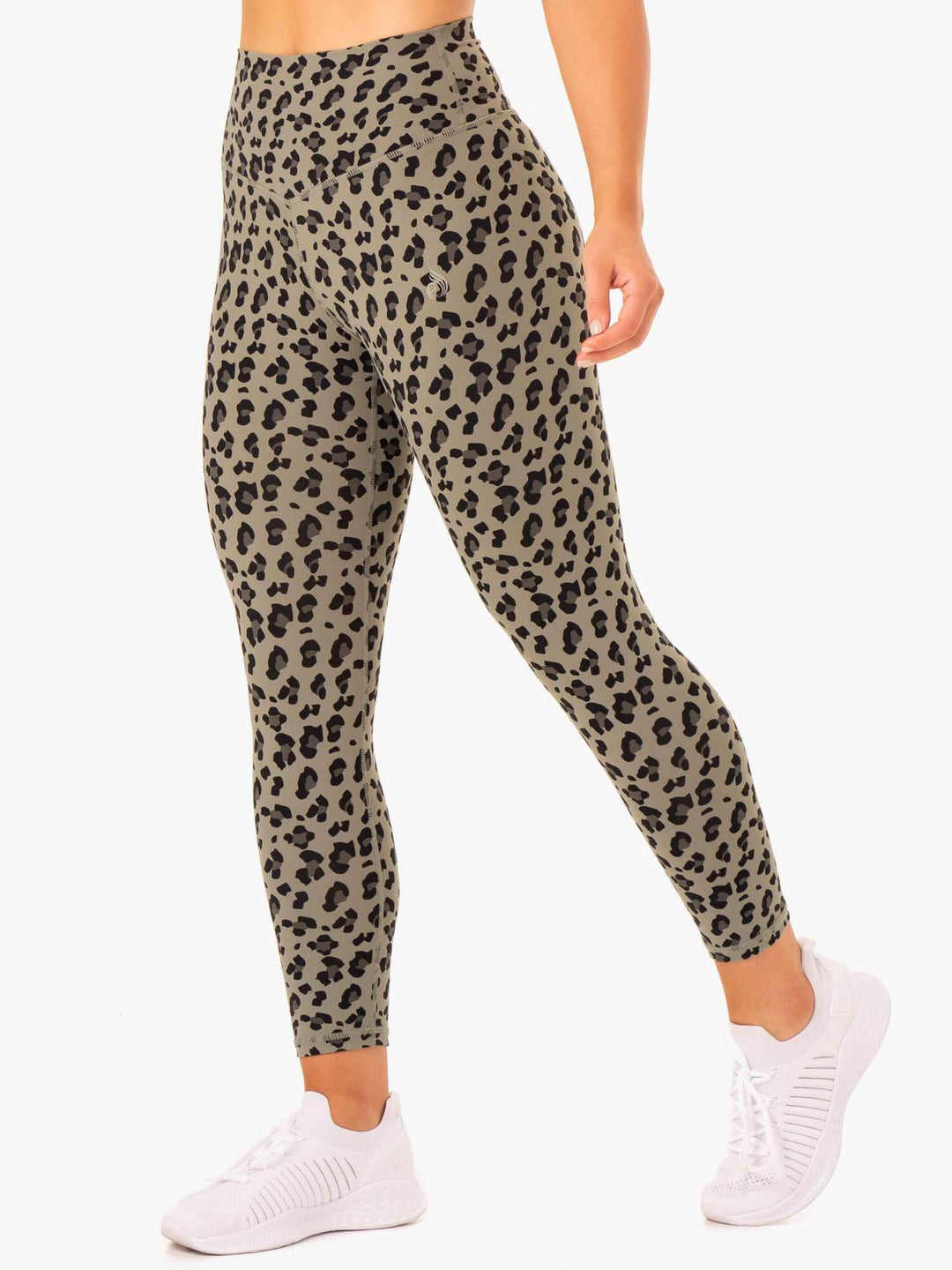 Hybrid Full Length Leggings - Khaki Leopard Clothing Ryderwear 