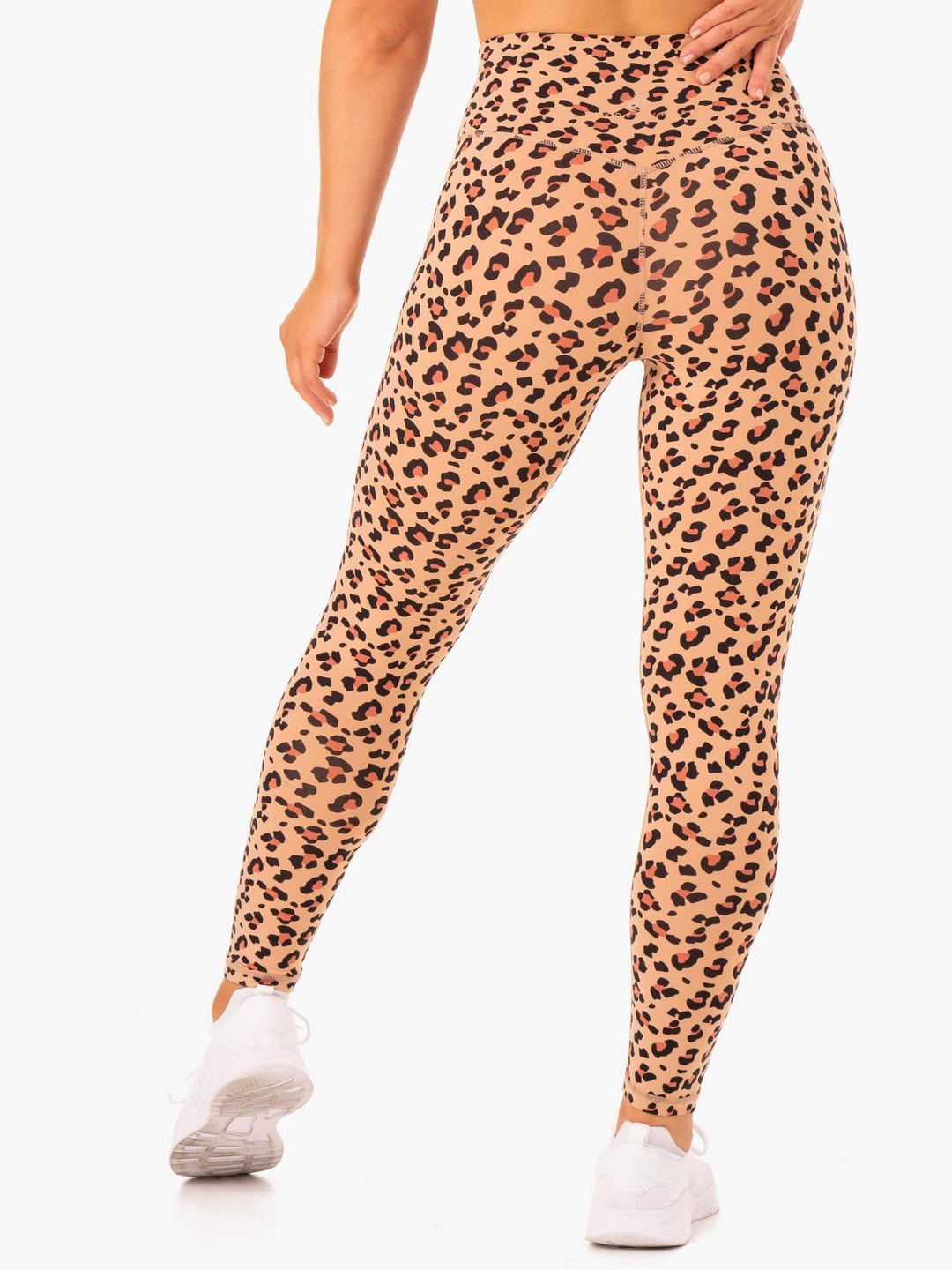 Hybrid Full Length Leggings - Tan Leopard Clothing Ryderwear 