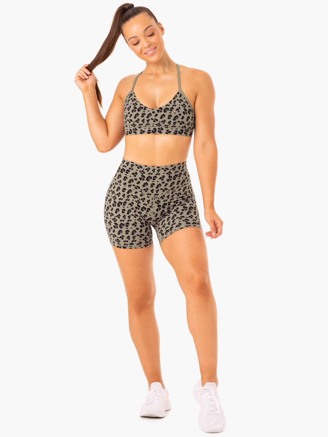 Hybrid Mid Length Shorts - Khaki Leopard Clothing Ryderwear 