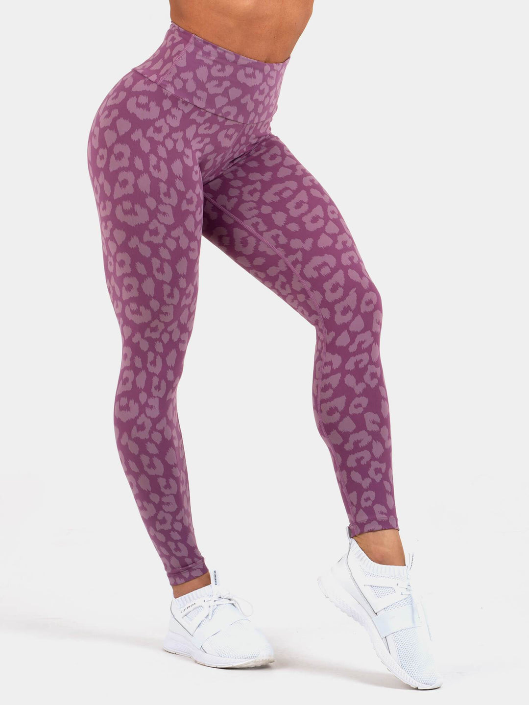 Instinct Scrunch Bum Leggings - Leopard Purple Clothing Ryderwear 
