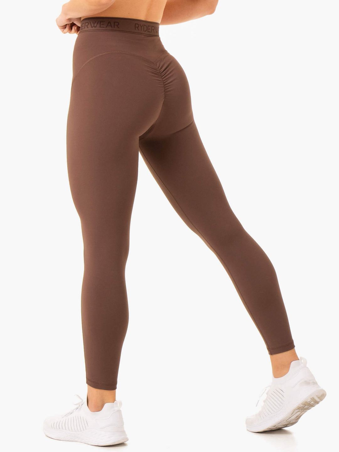 Buy Chocolate Brown Ribbed High Waist Leggings from the Next UK
