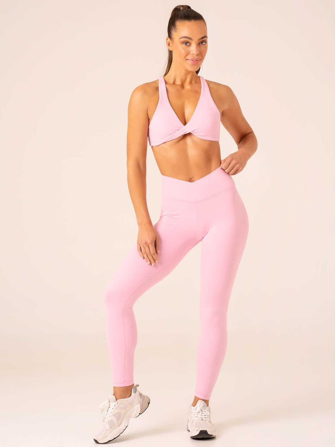 Momentum Cross Over Scrunch Leggings - Candy Pink Clothing Ryderwear 