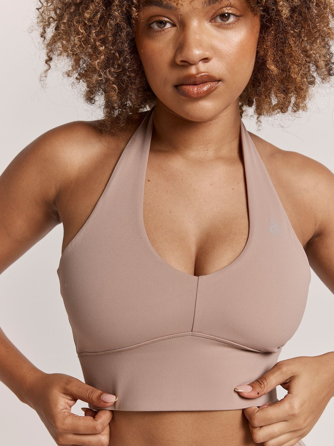 NKD Arch Halter Sports Bra - Taupe Clothing Ryderwear 