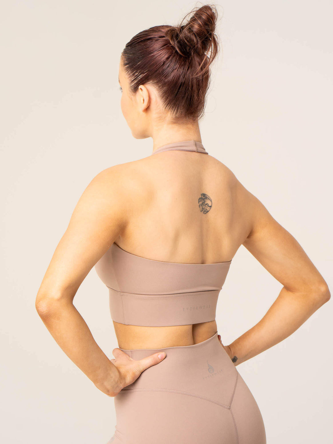 NKD Arch Halter Sports Bra - Taupe Clothing Ryderwear 