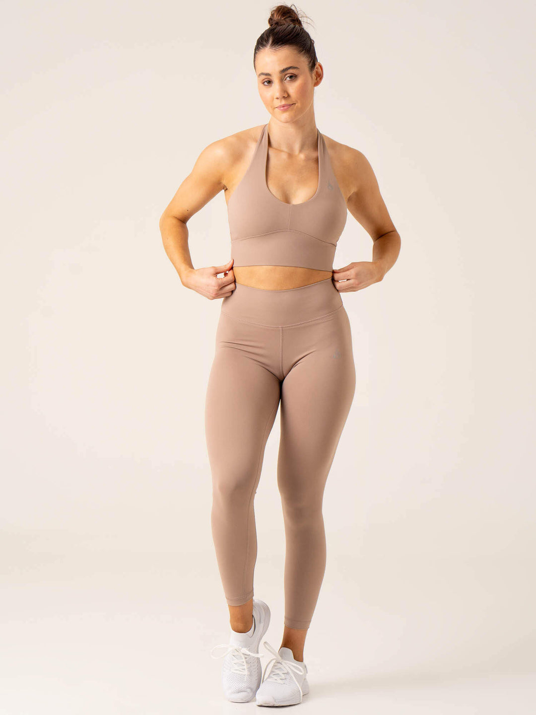 NKD Arch Halter Sports Bra - Taupe Clothing Ryderwear 