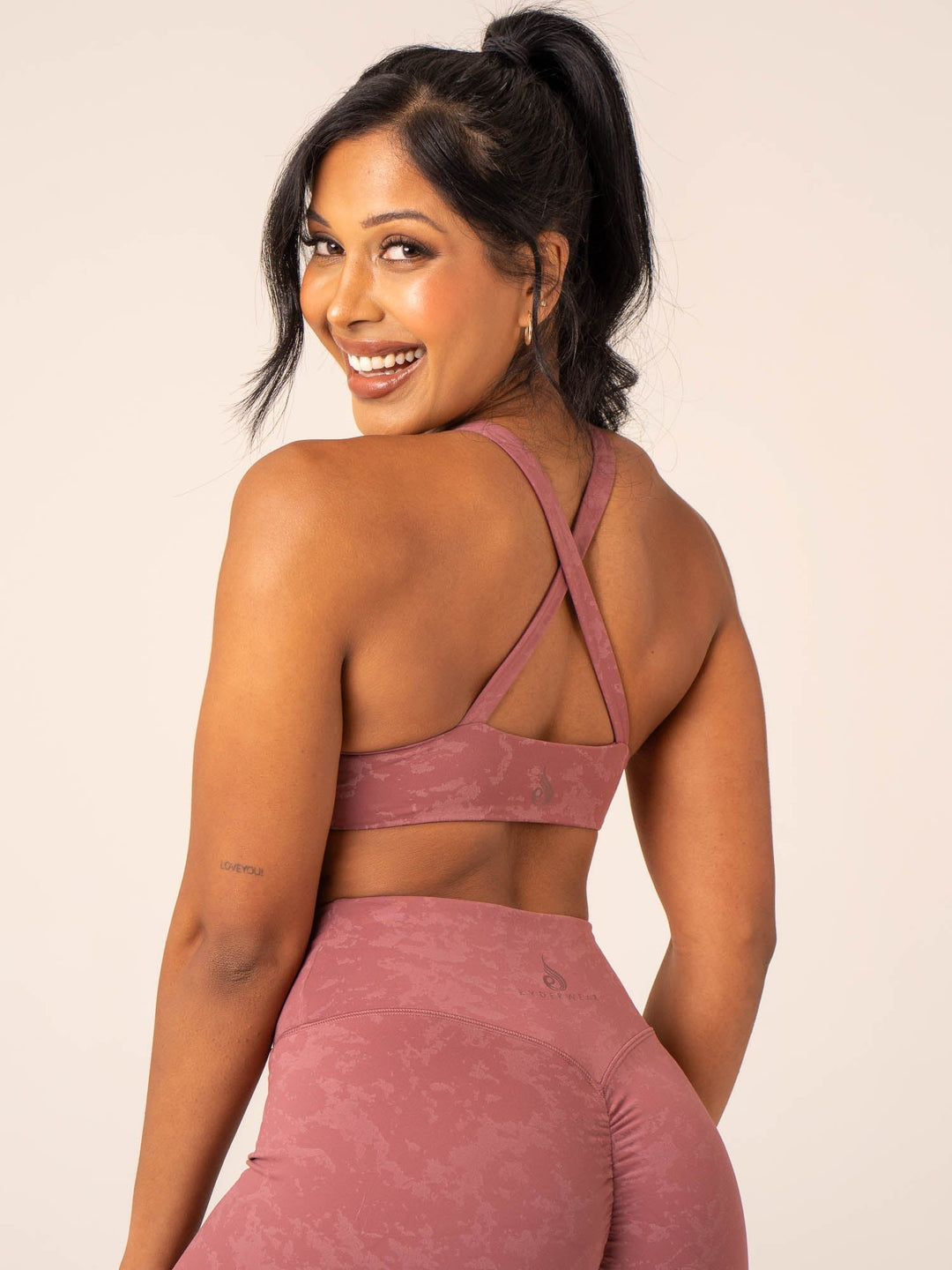 NKD Stonewash Twist Sports Bra - Boysenberry Stonewash Clothing Ryderwear 