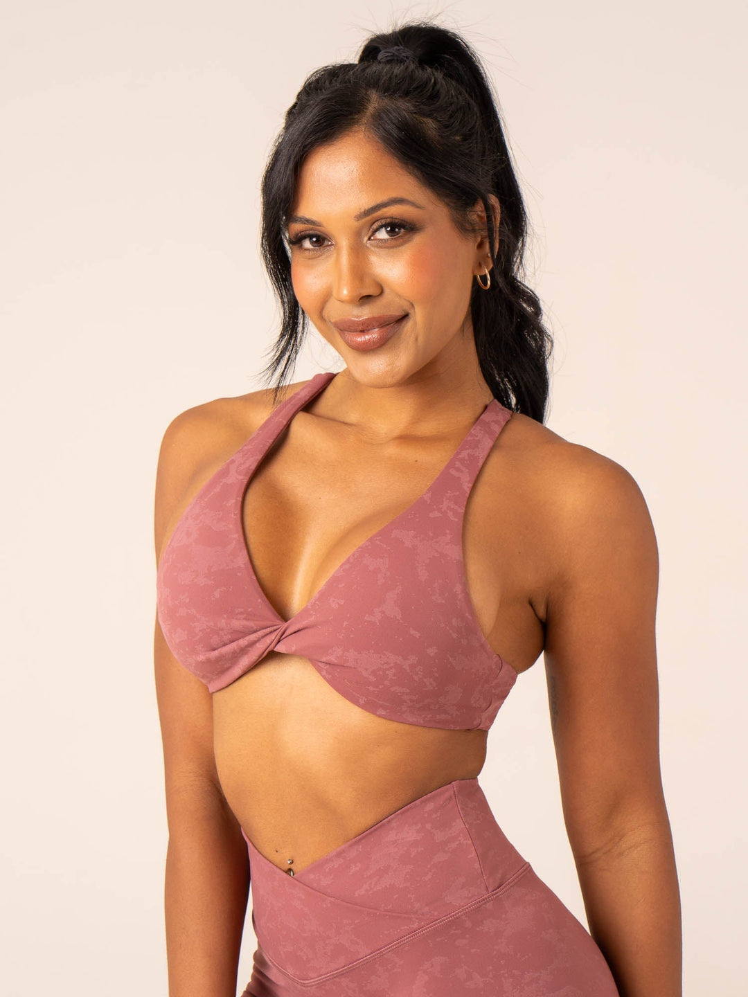 NKD Stonewash Twist Sports Bra - Boysenberry Stonewash Clothing Ryderwear 