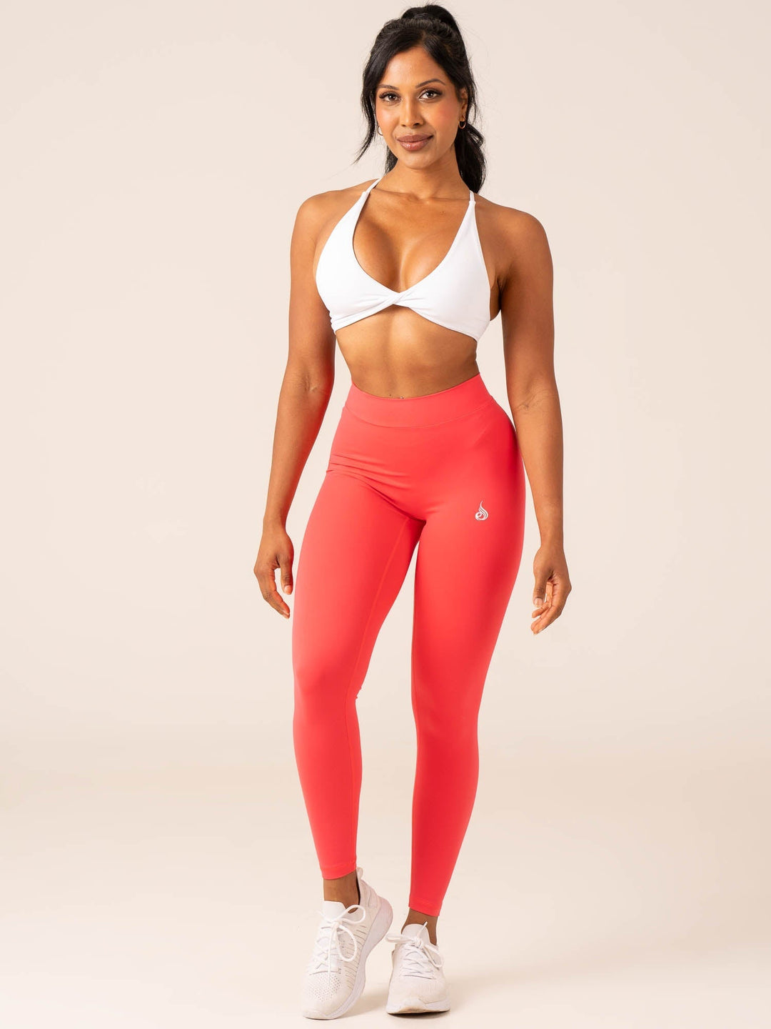 NKD V Scrunch Leggings - Neon Salmon Clothing Ryderwear 