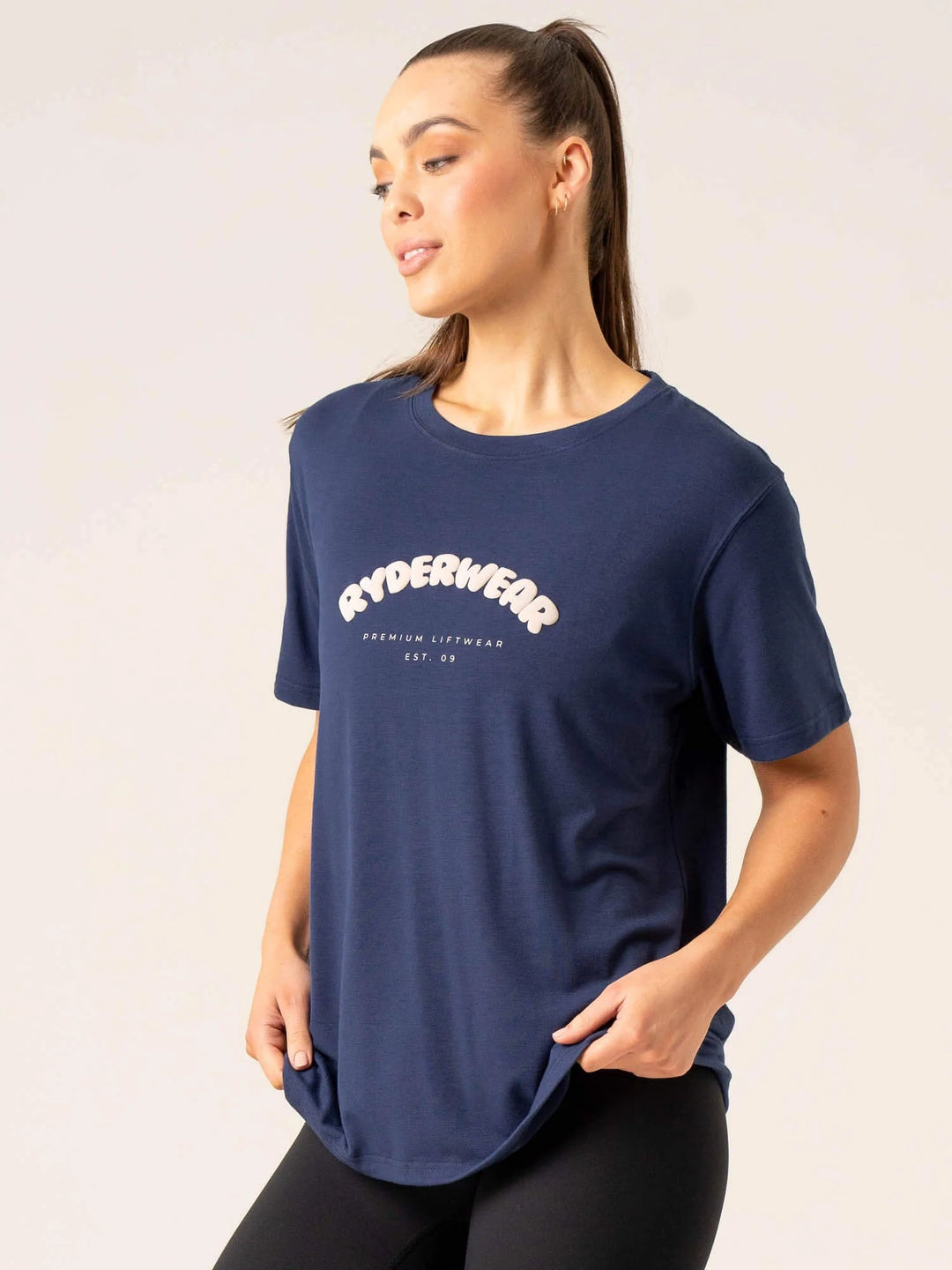 Off Side Longline T-Shirt - Navy Clothing Ryderwear 