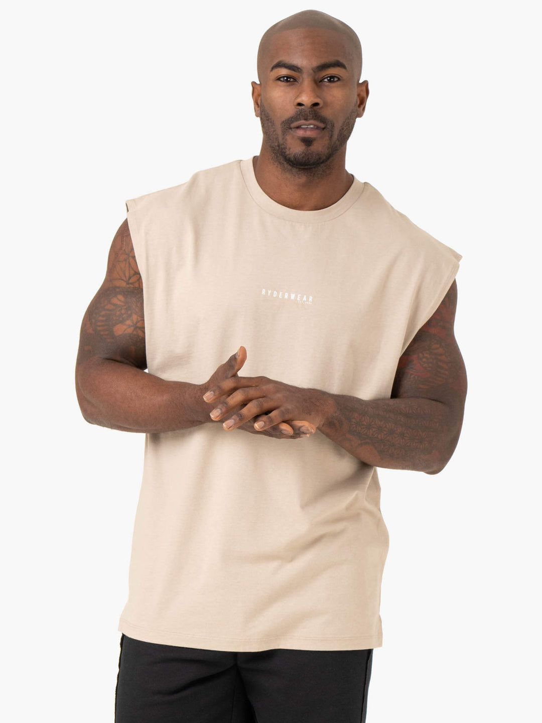 Pursuit Wide Cut Tank - Sand Clothing Ryderwear 