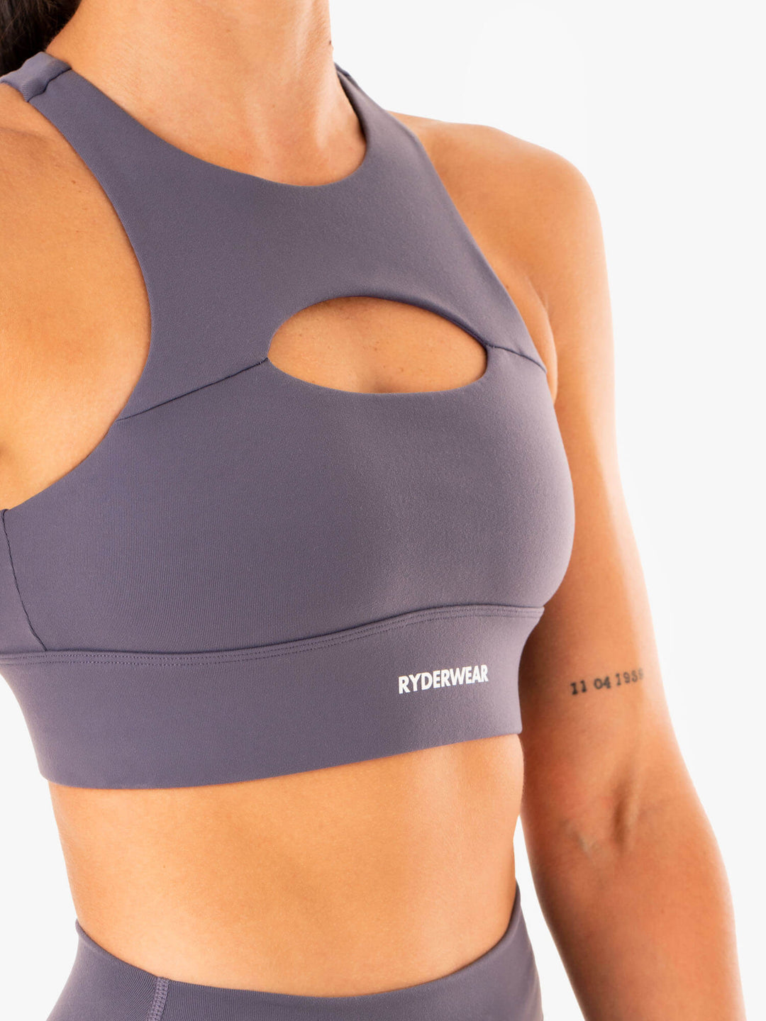 Replay Cut Out Sports Bra - Charcoal Clothing Ryderwear 