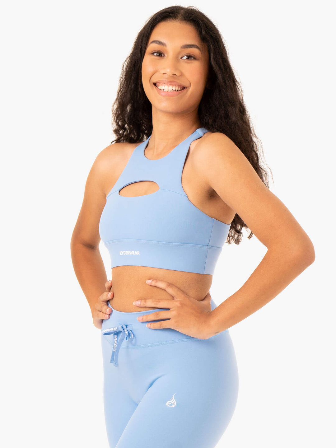 Replay Cut Out Sports Bra - Sky Blue Clothing Ryderwear 