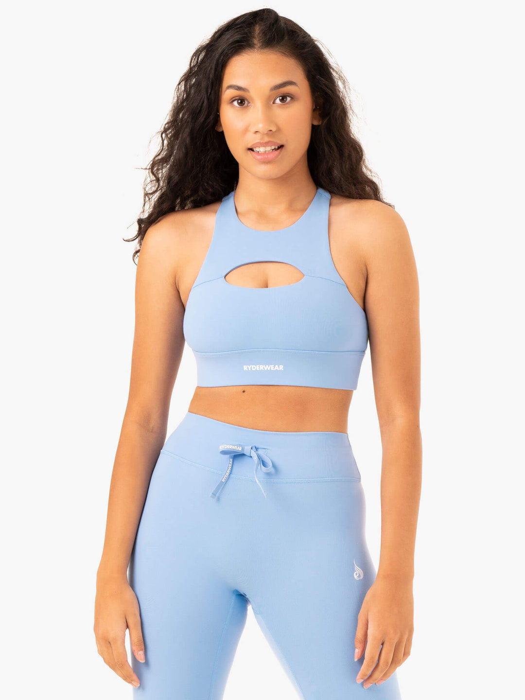 Replay Cut Out Sports Bra - Sky Blue Clothing Ryderwear 