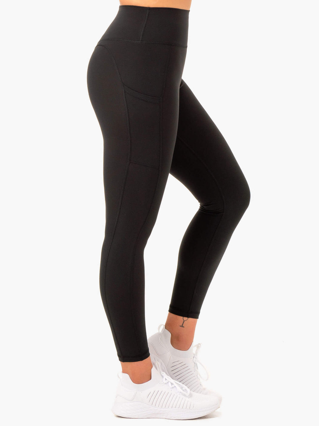 Shiny High Waist Pocket Legging black - Sports leggings - FITTwear.co.uk