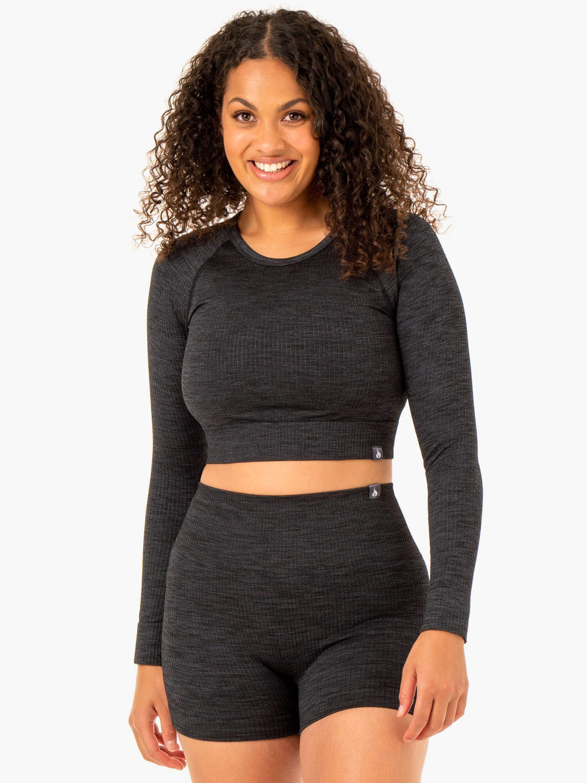 Rib Seamless Long Sleeve Top Marl