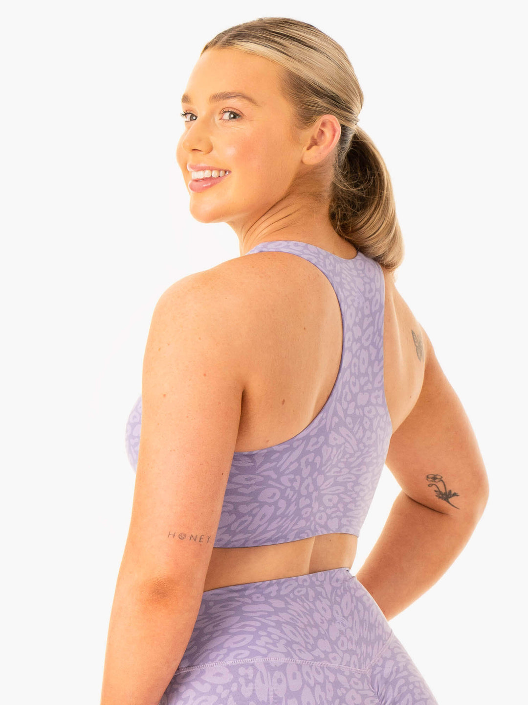 Rotation Sports Bra - Iris Leopard Clothing Ryderwear 