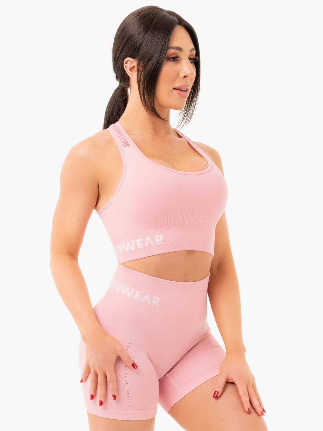 Seamless Staples Sports Bra - Baby Pink Marl Clothing Ryderwear 