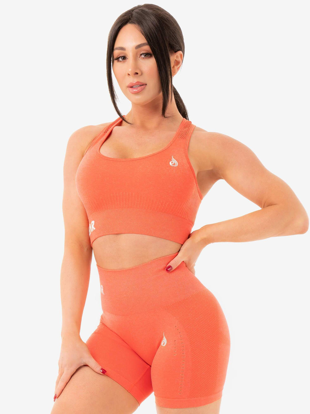 Seamless Staples Sports Bra - Orange Marl Clothing Ryderwear 