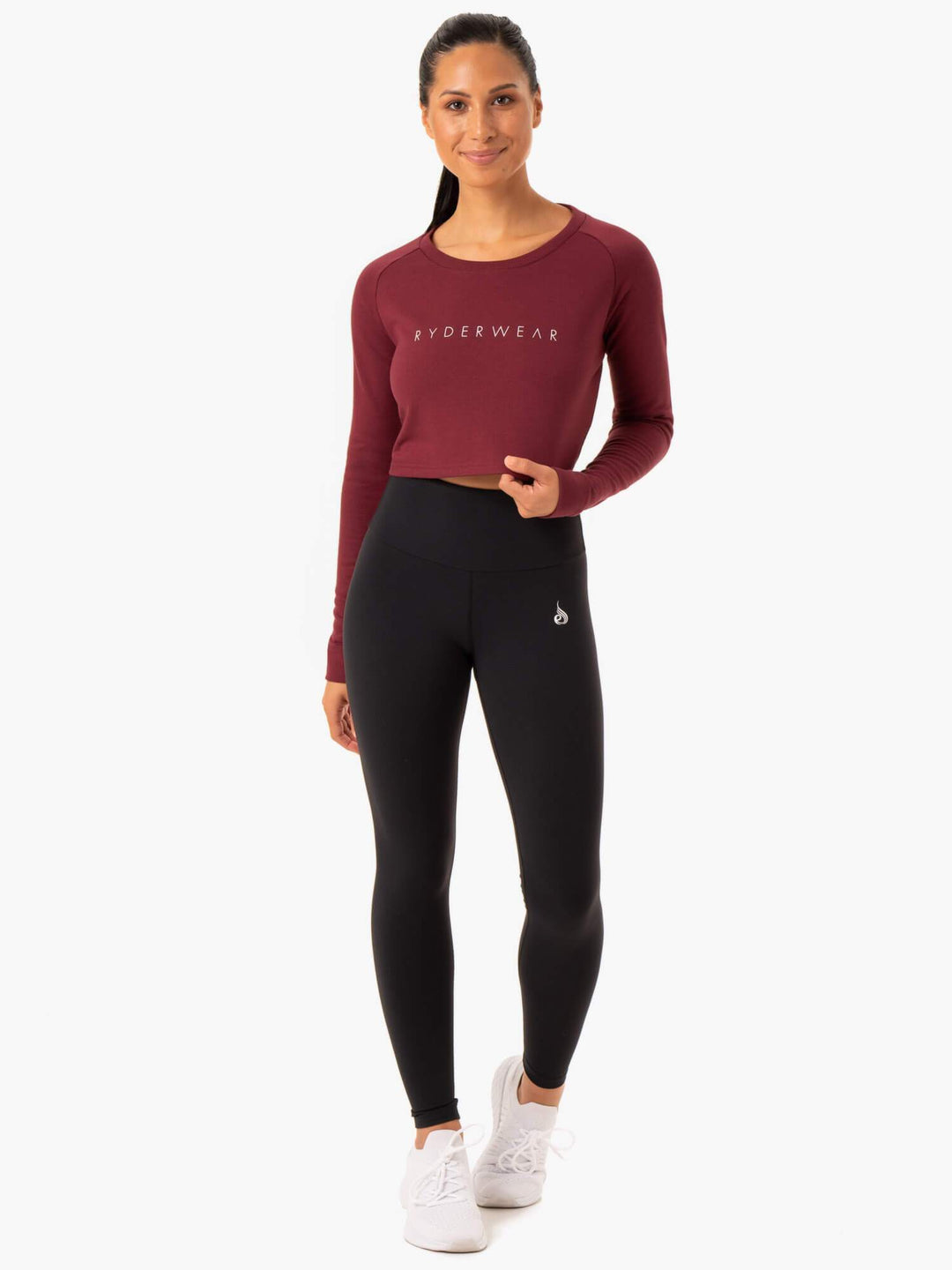 Staples Cropped Sweater - Burgundy Clothing Ryderwear 