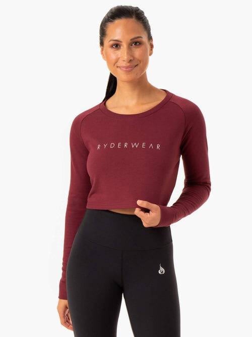 Staples Cropped Sweater Burgundy
