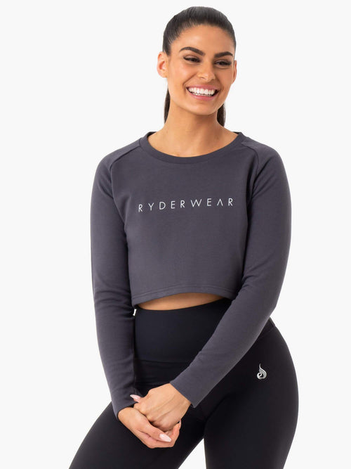 Staples Cropped Sweater Charcoal