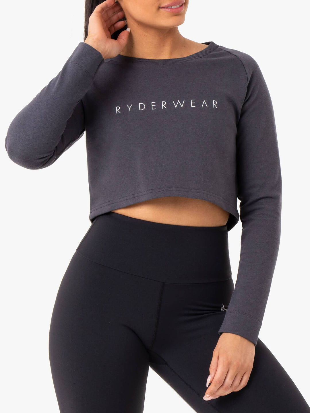 Staples Cropped Sweater - Charcoal Clothing Ryderwear 