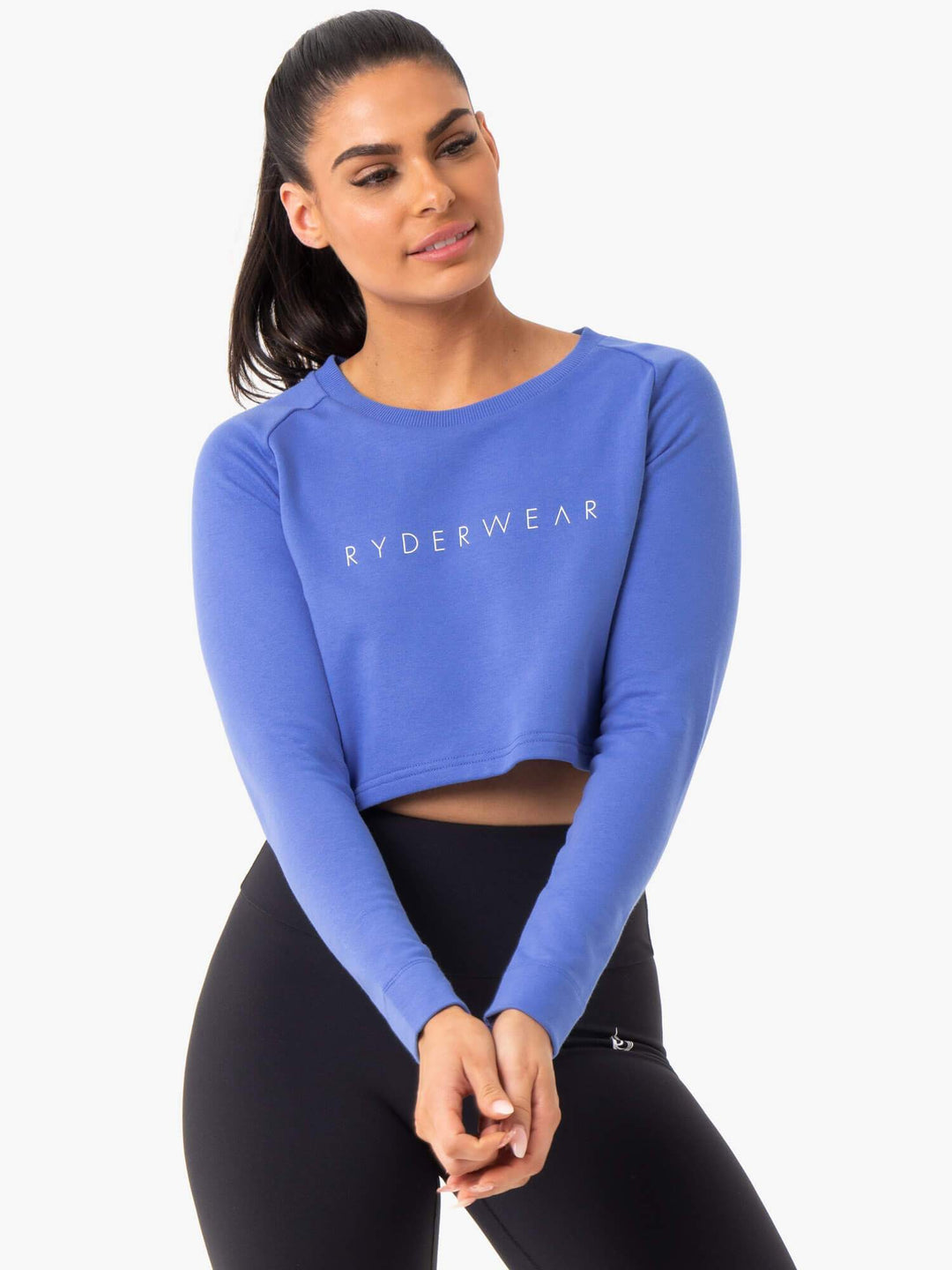 Staples Cropped Sweater - Iris Blue Clothing Ryderwear 