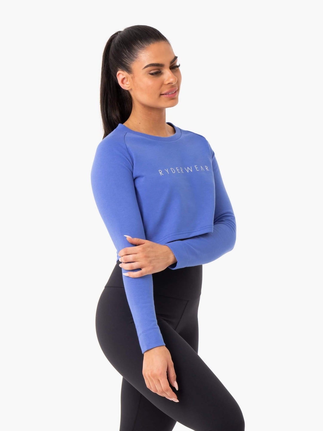 Staples Cropped Sweater - Iris Blue Clothing Ryderwear 