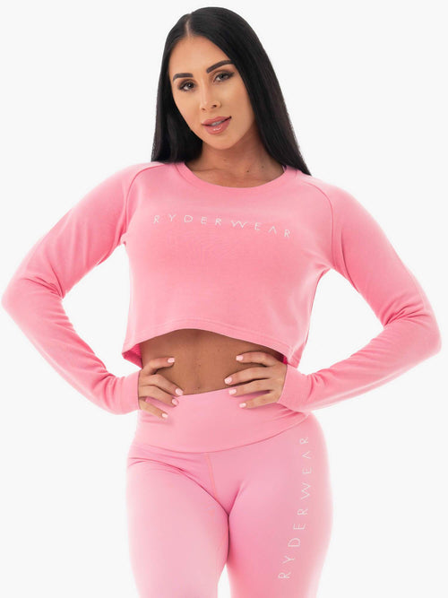 Staples Cropped Sweater Pink