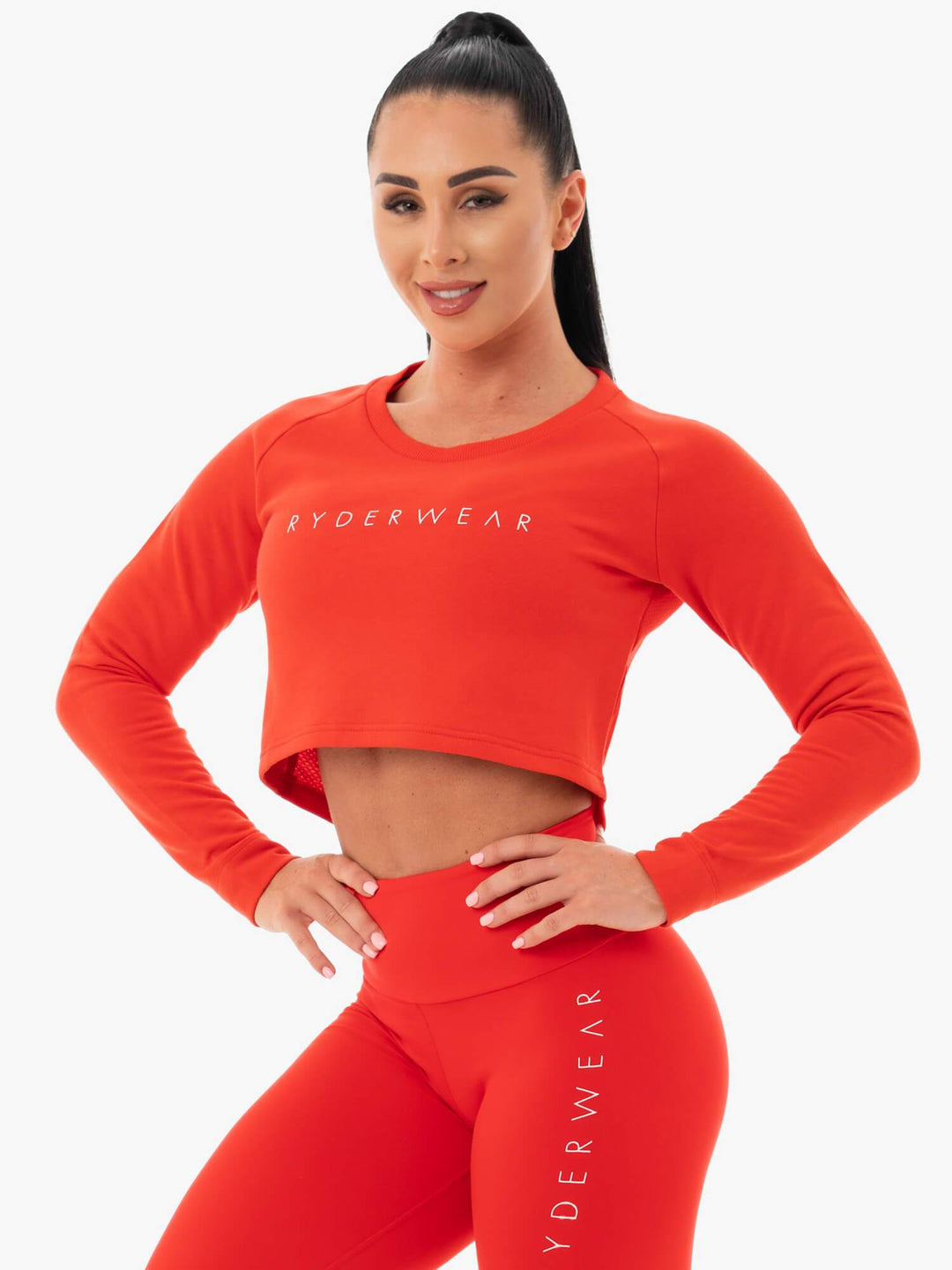 Staples Cropped Sweater - Red Clothing Ryderwear 