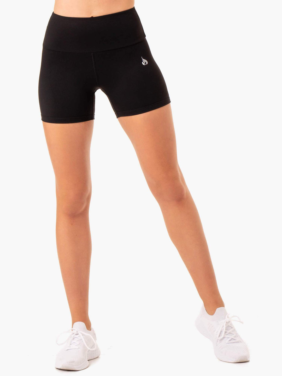 Staples Scrunch Bum Mid Length Shorts - Black Clothing Ryderwear 