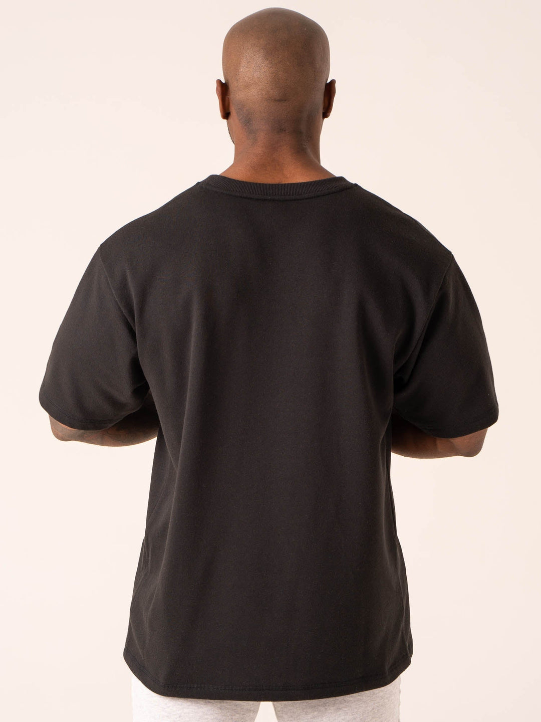 Throwback Oversized Fleece T-Shirt - Black Clothing Ryderwear 