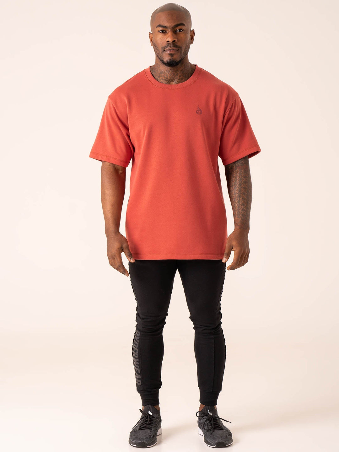 Throwback Oversized Fleece T-Shirt - Dusty Red Clothing Ryderwear 
