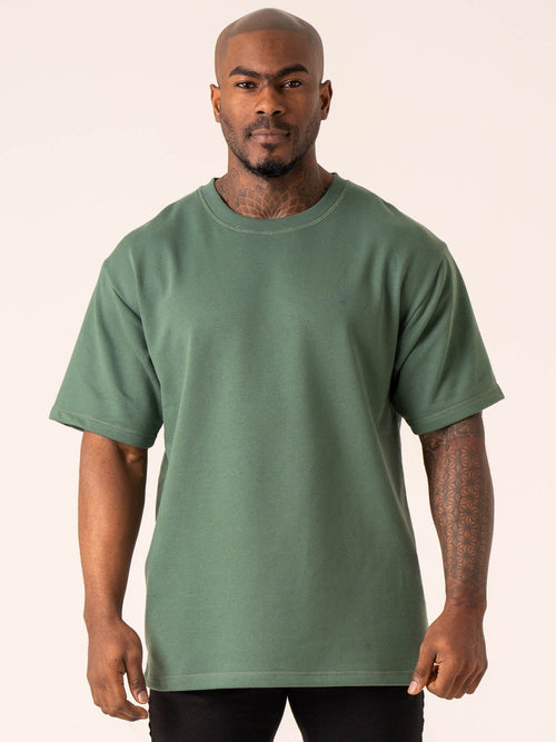 Throwback Oversized Fleece T-Shirt Fern Green