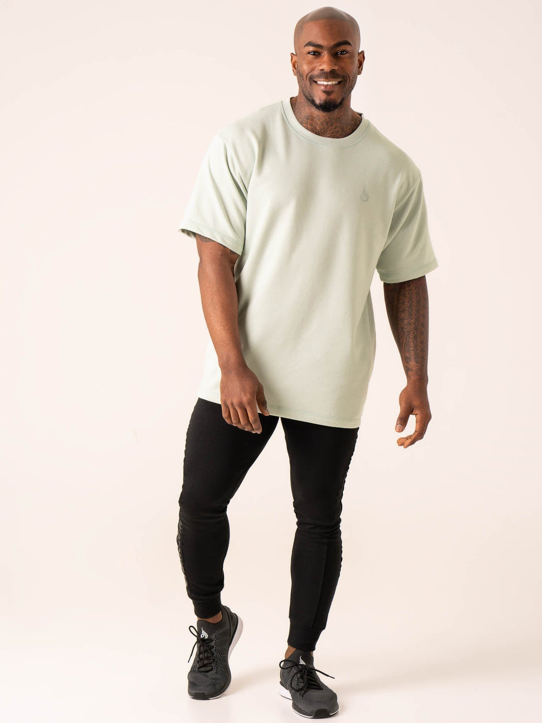 Throwback Oversized Fleece T-Shirt - Seafoam Clothing Ryderwear 