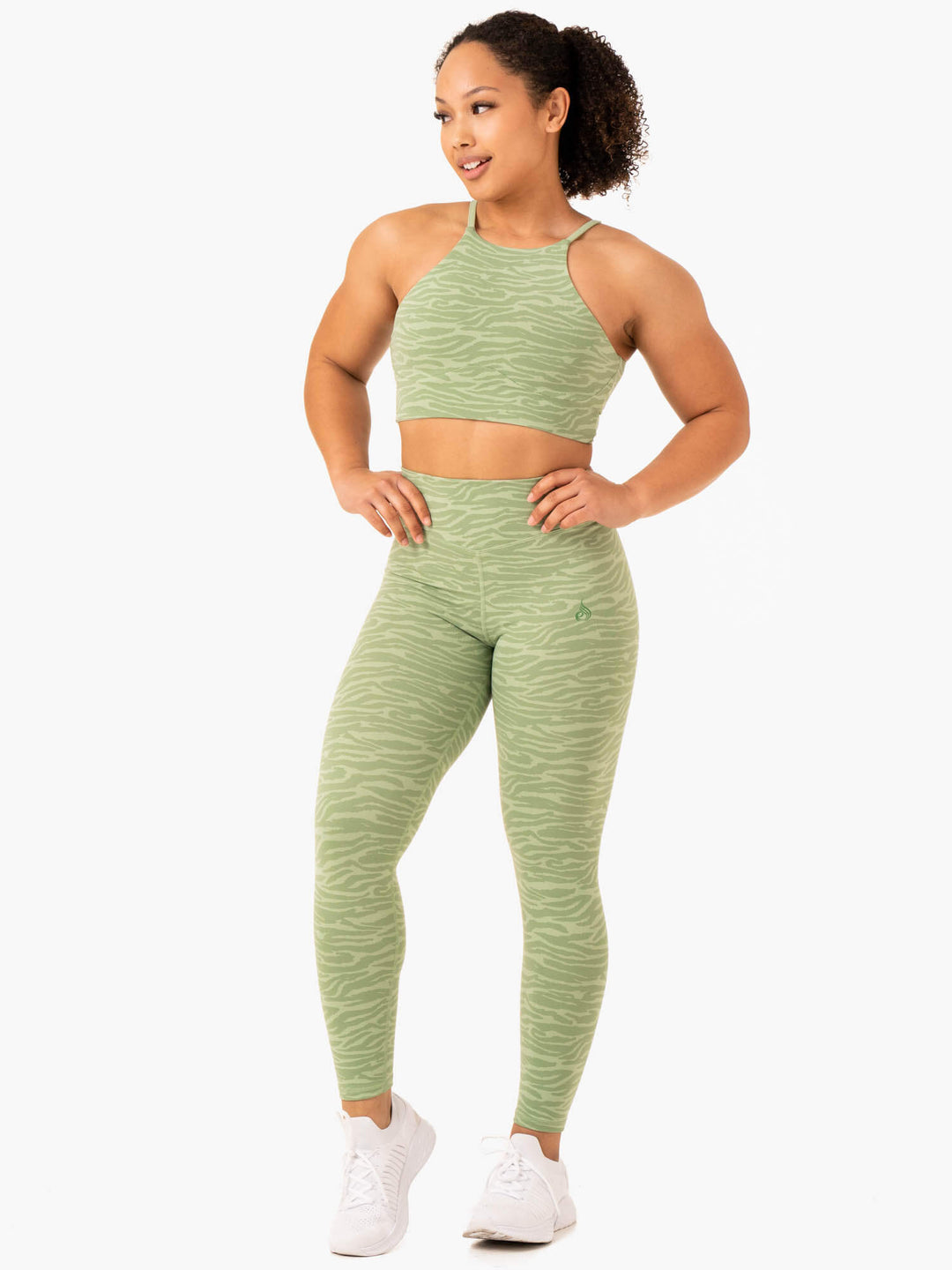 Transform Reversible Sports Crop - Jade Green Zebra Clothing Ryderwear 