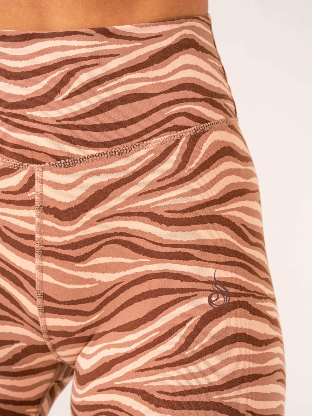 Unstoppable High Waisted Scrunch Shorts - Mocha Zebra Clothing Ryderwear 