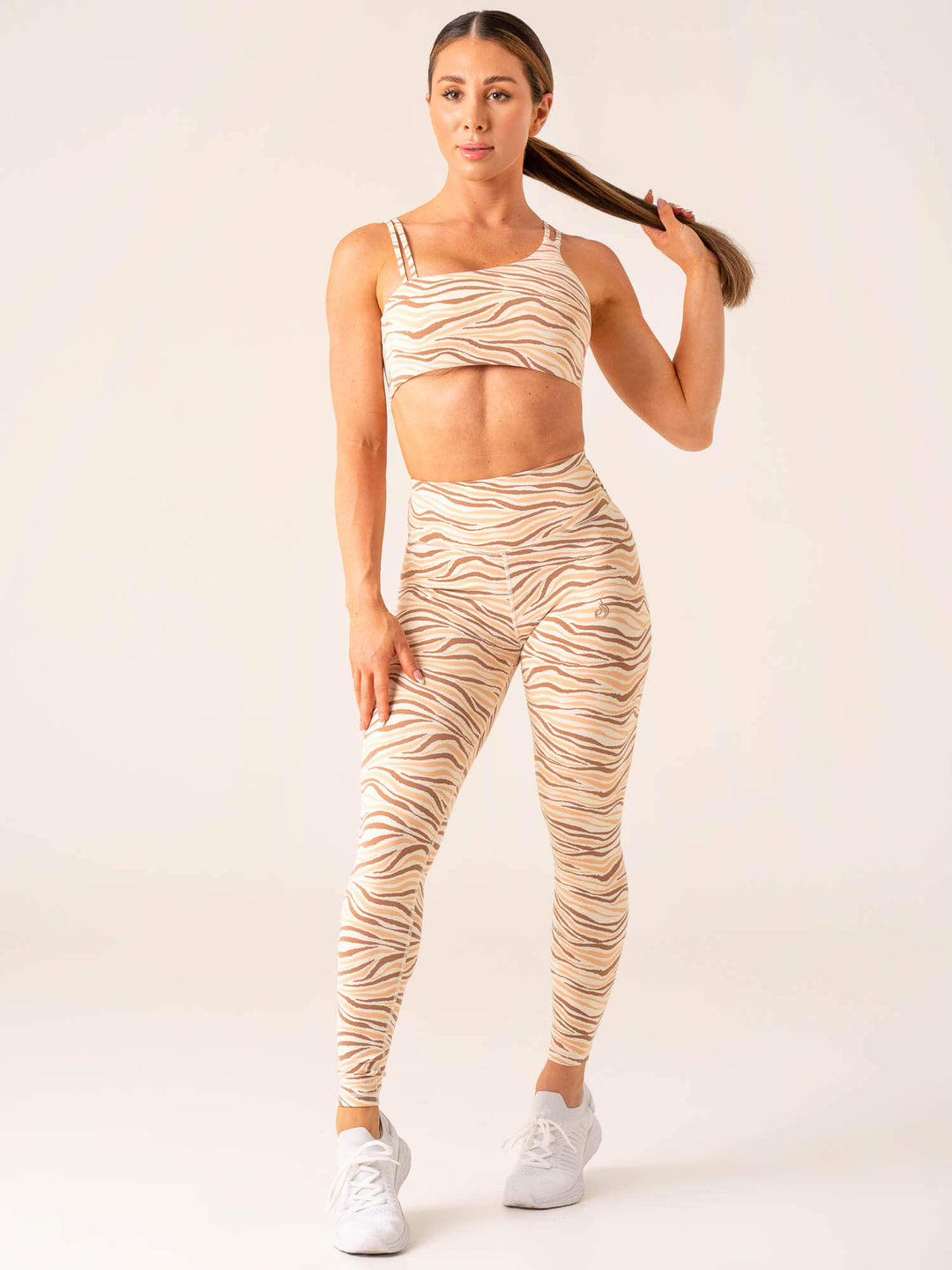 Unstoppable One Shoulder Sports Bra - Vanilla Zebra Clothing Ryderwear 