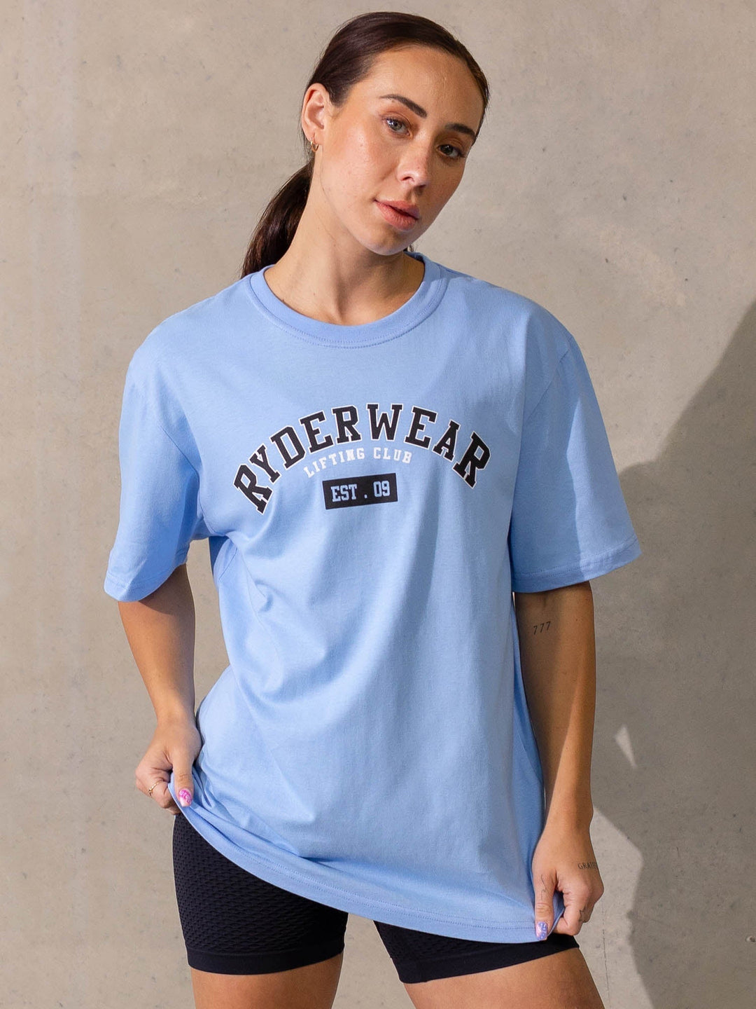 Varsity Oversized T-Shirt - Sky Blue Clothing Ryderwear 