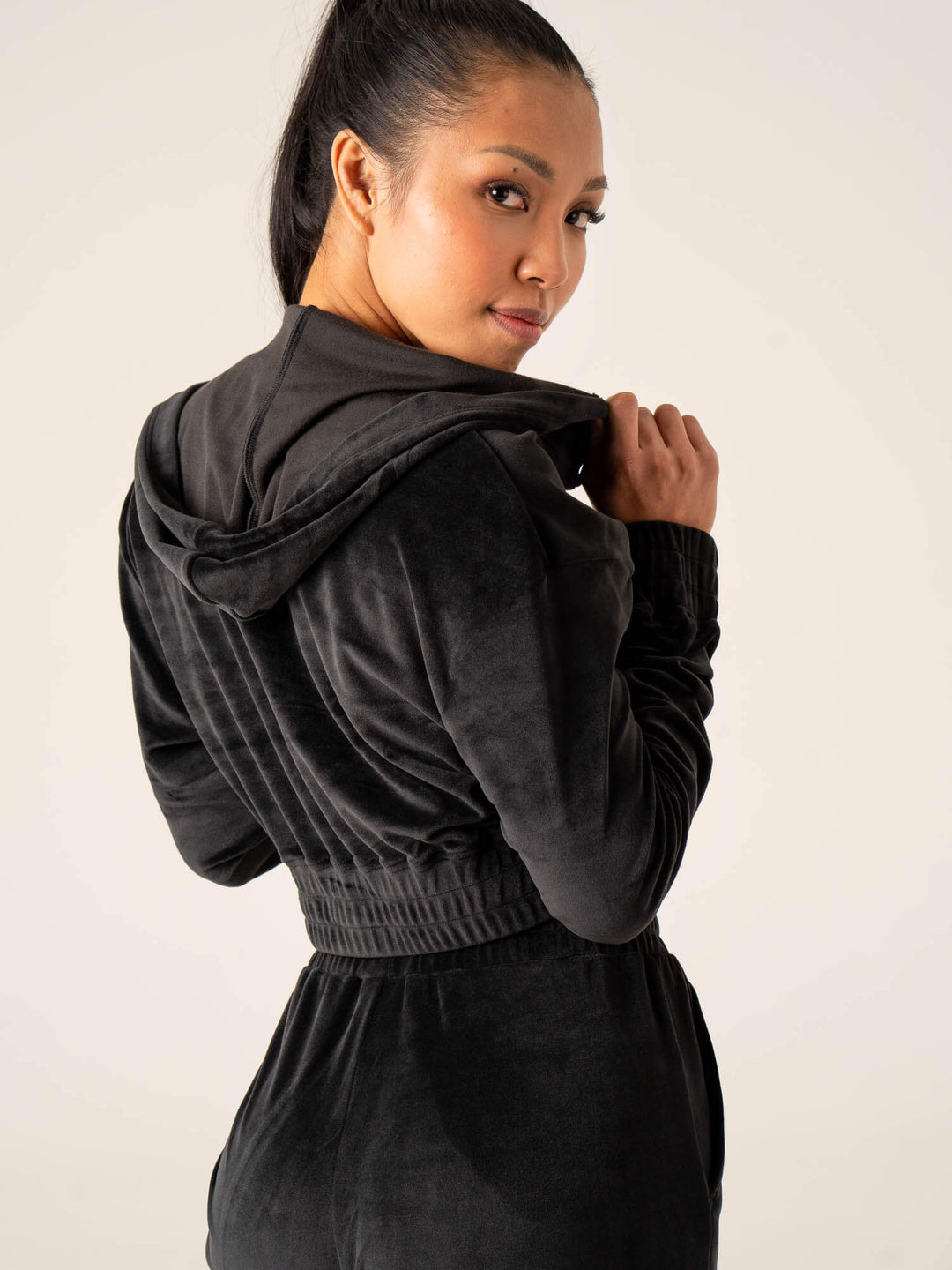 Velour Track Jacket - Black Clothing Ryderwear 